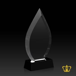 Crystal-drop-trophy-with-black-base-customized-logo-text