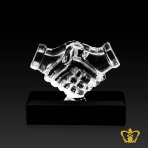 Personalized-crystal-handshake-replica-with-black-base