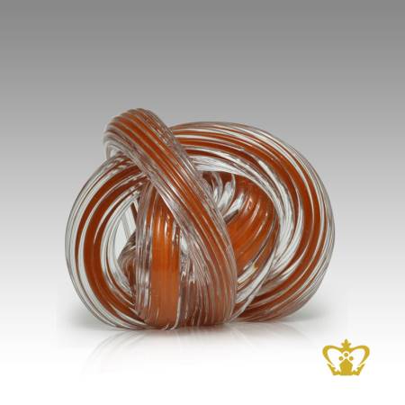 MRT-KNOT-PAPER-WEIGHT-4-5IN-AMBER-CLEAR