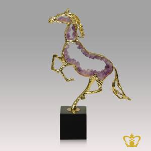 HHC-METAL-HORSE-REPLICA-WITH-PURPLE-STONE-40CM-W-MARBLE-BASE